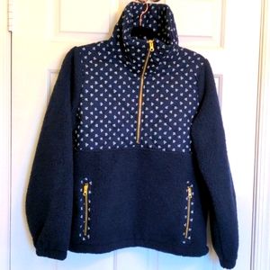 NWOT JCREW Quilted Sherpa Fleece Half-Zip Pullover in Navy